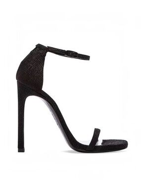Stuart Weitzman Nudist Black Goosebump Leather Sandals Size 8